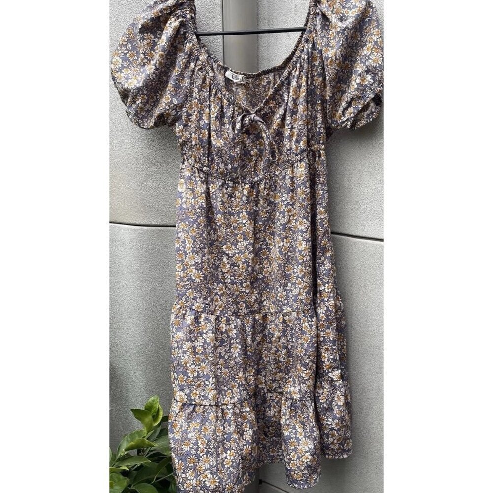 Vintage Blush cream dress with pink floral design women’s Sz M Spring Summer Y2K